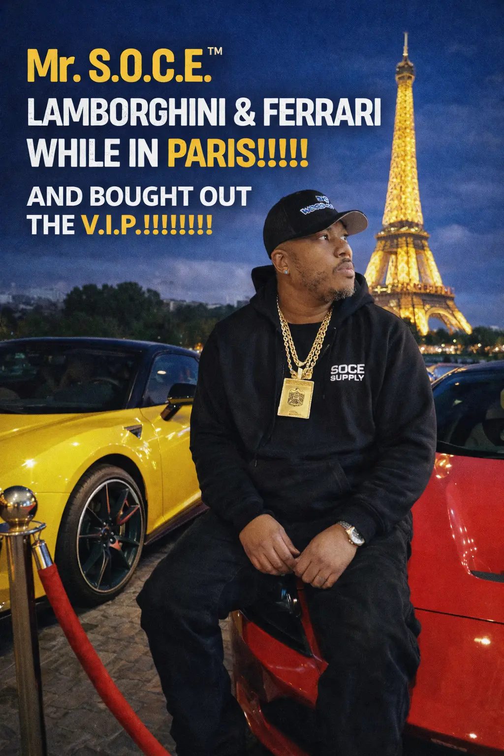 Lamborghini and Ferrari while n Paris!!!!!! and bought out the V.I.P.!!!!!!!!